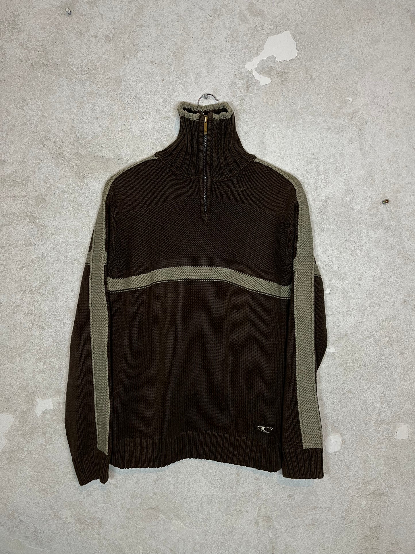 O’neill vintage brown 1/4 zip up knit sweater - XL