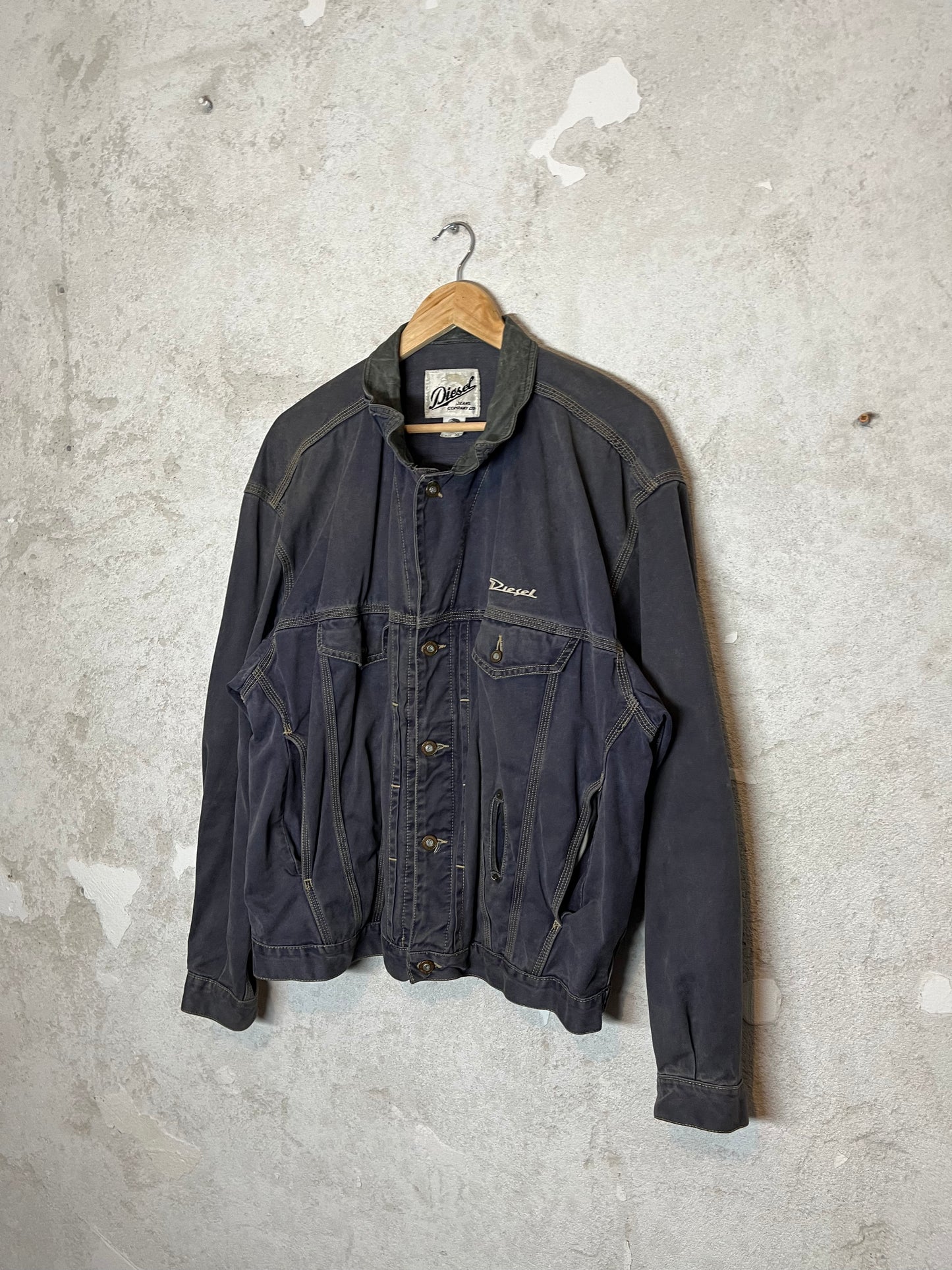 Diesel 2000s denim jacket w/ leather details - XL