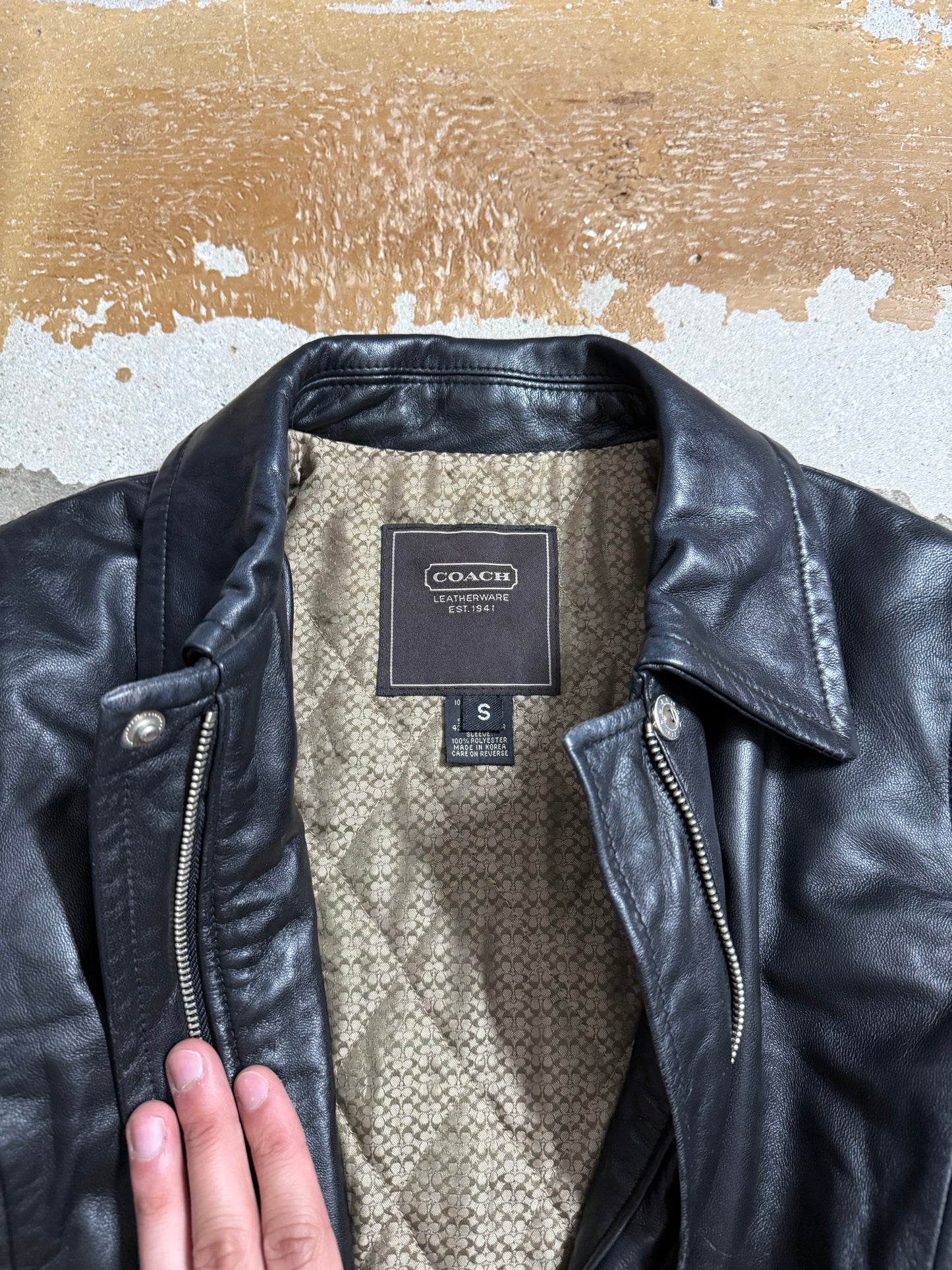 Coach Leatherware leather vintage jacket monogram lined - S