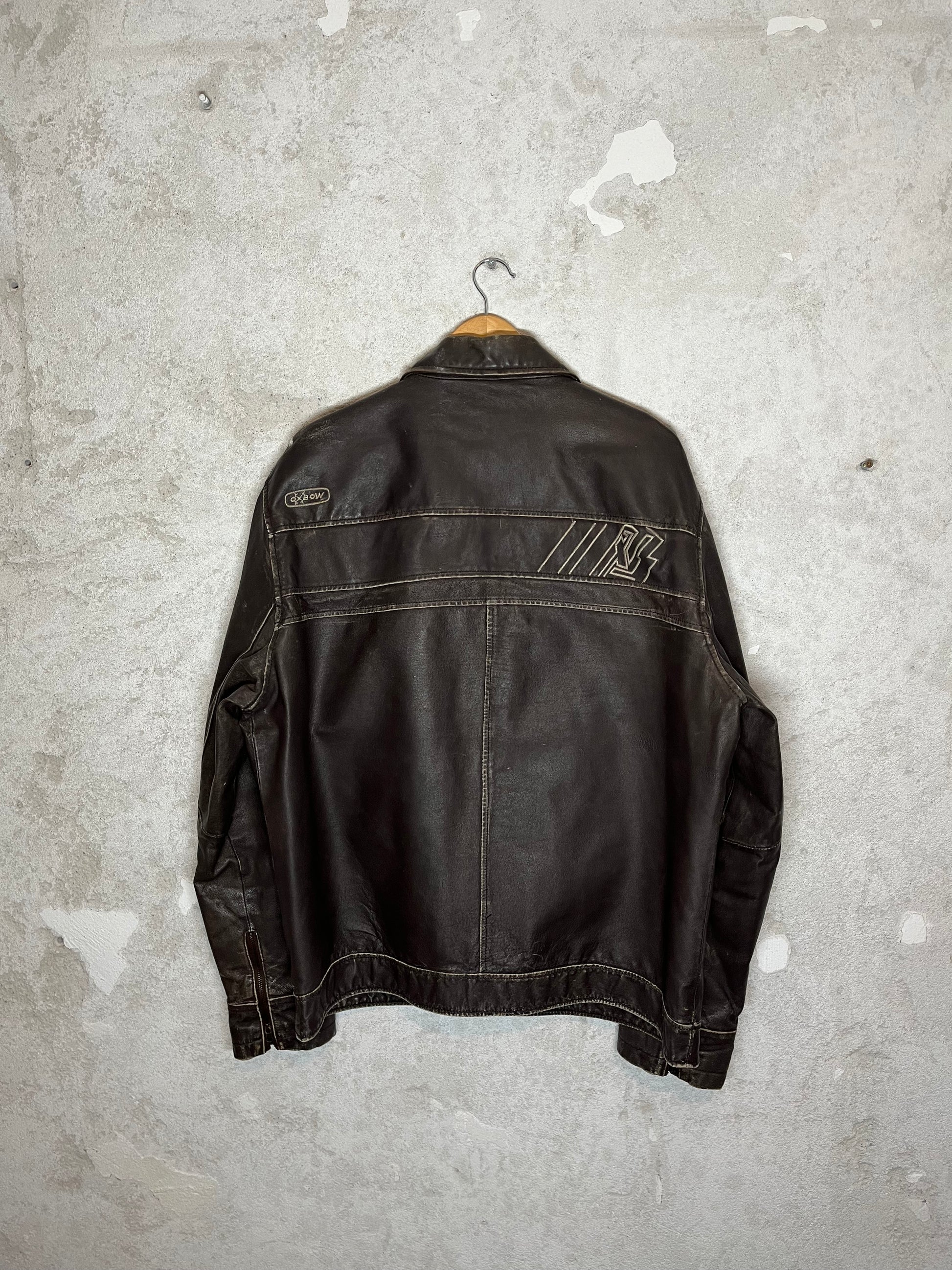 Oxbow vintage retro leather surf skate motor race jacket