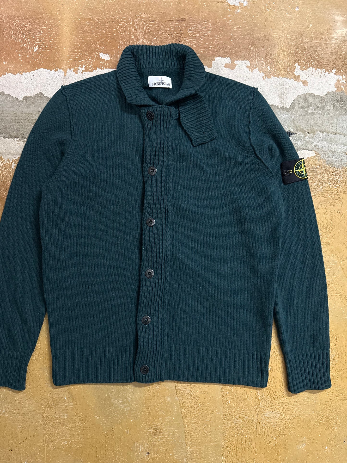 Stone island heavy knit sea moss green sweater - L