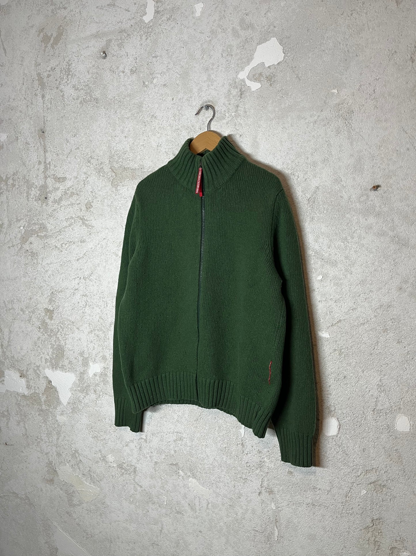 Dirk Bikkembergs Jeans green knit zip-up sweater - L