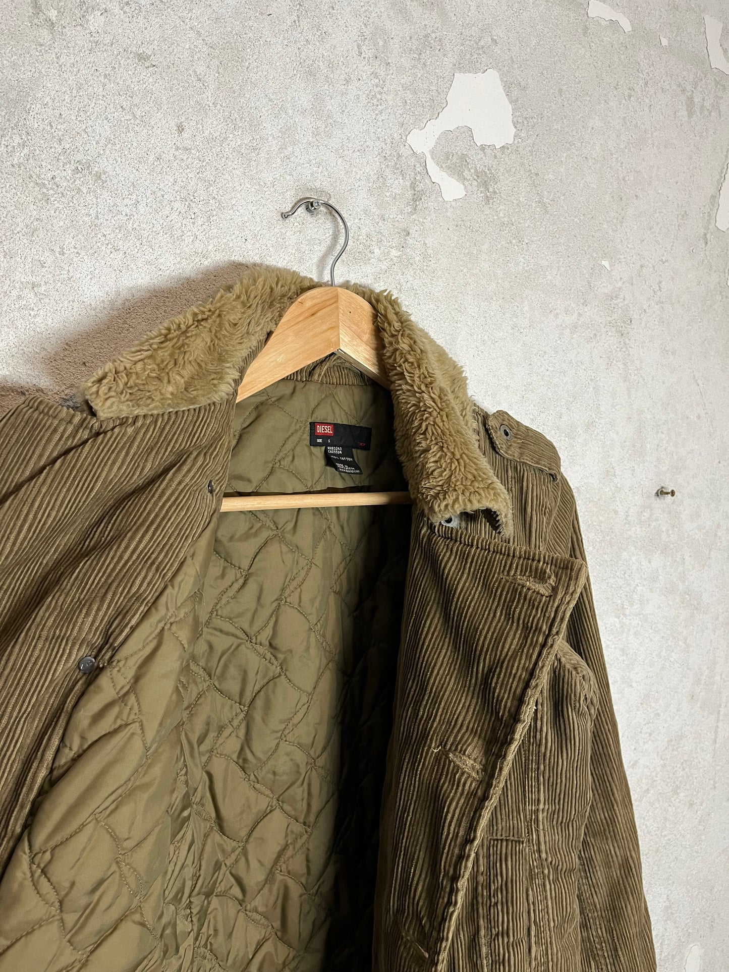 Diesel vintage 2000s sherpa sherling corduroy jacket - S