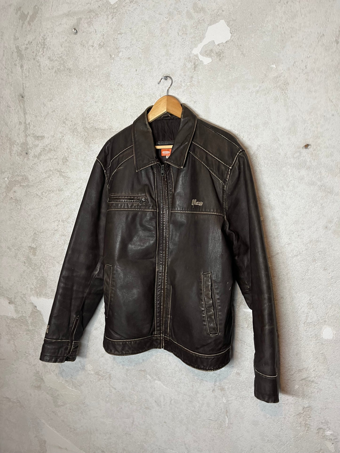 Oxbow vintage retro leather surf skate motor race jacket