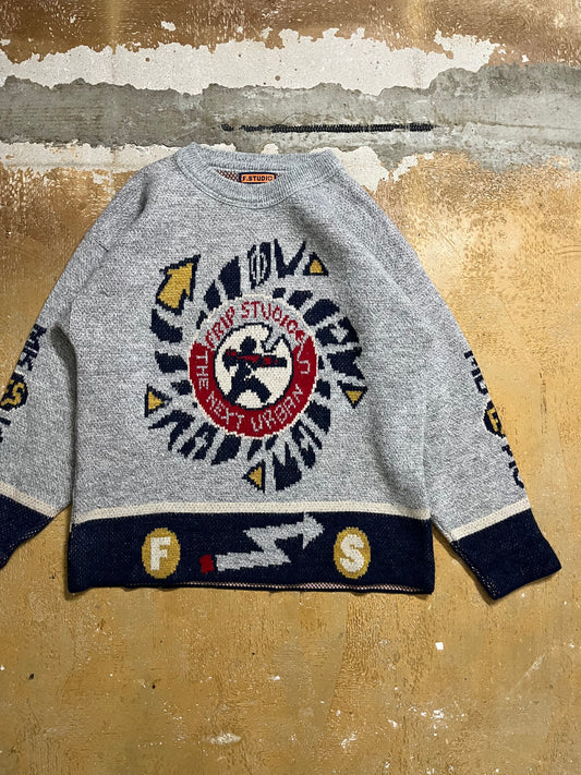 Vintage ski sweater heavy knit - XL