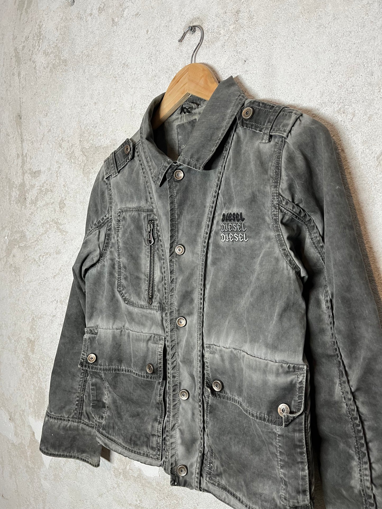 Diesel canvas denim workwear distressed jacket - L