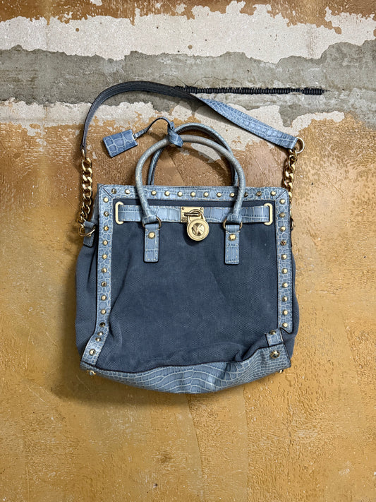 Micheal Kors Hamilton tote crocodile leather denim bag