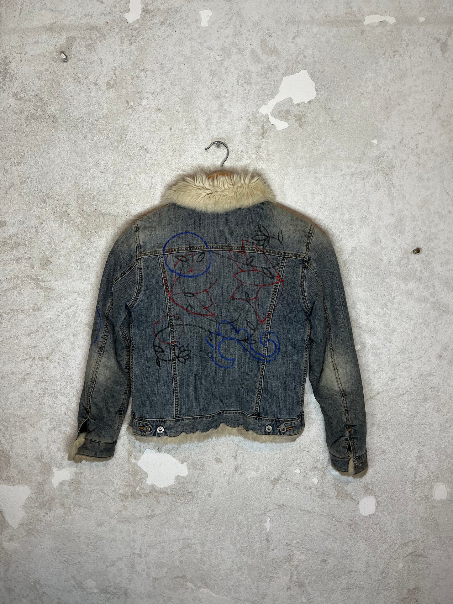 Diesel 2000s painted sherpa denim jacket - XS