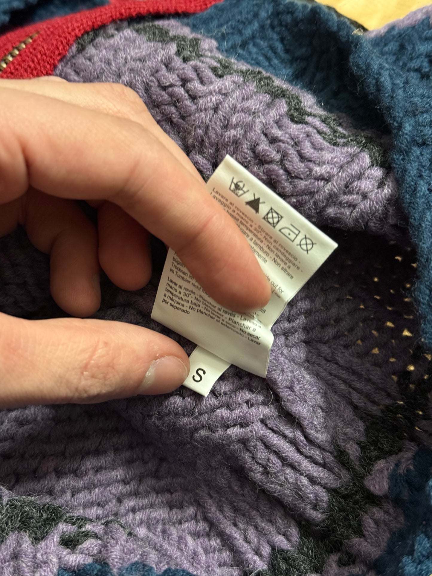 Guru hand made knit wool blend zipup - S