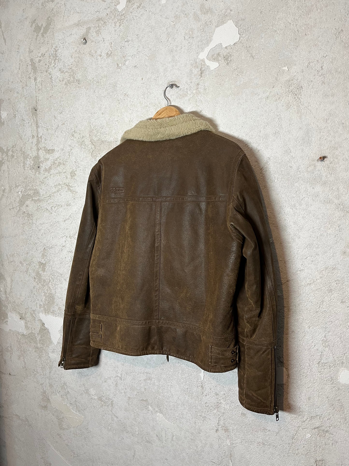 Oxbow 2000s high quality leather sherling sherpa jacket - M