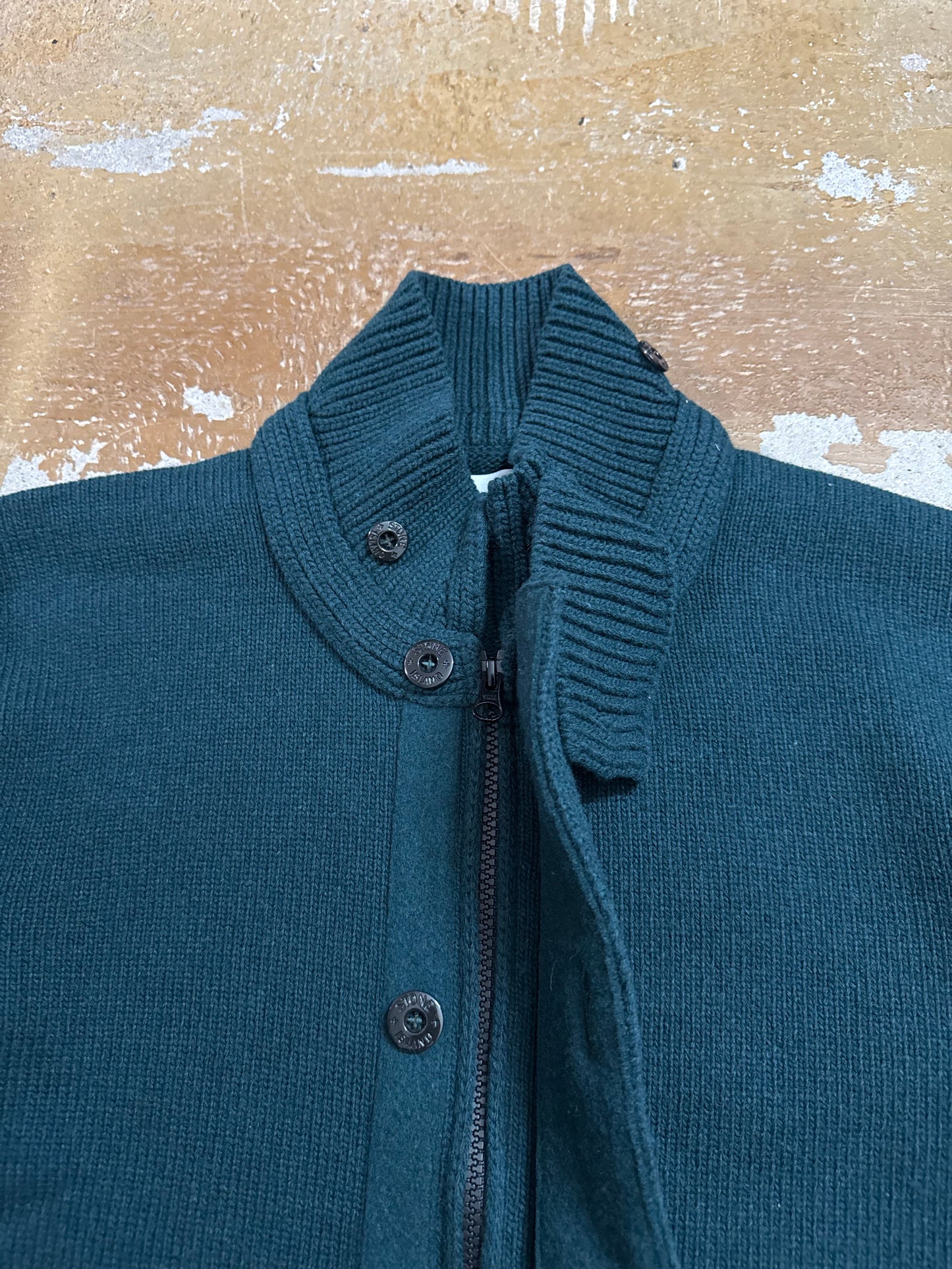 Stone island heavy knit sea moss green sweater - L