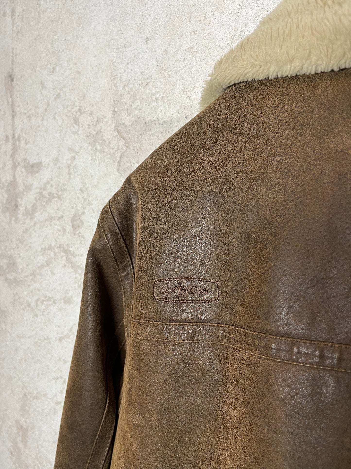 Oxbow 2000s high quality leather sherling sherpa jacket - M