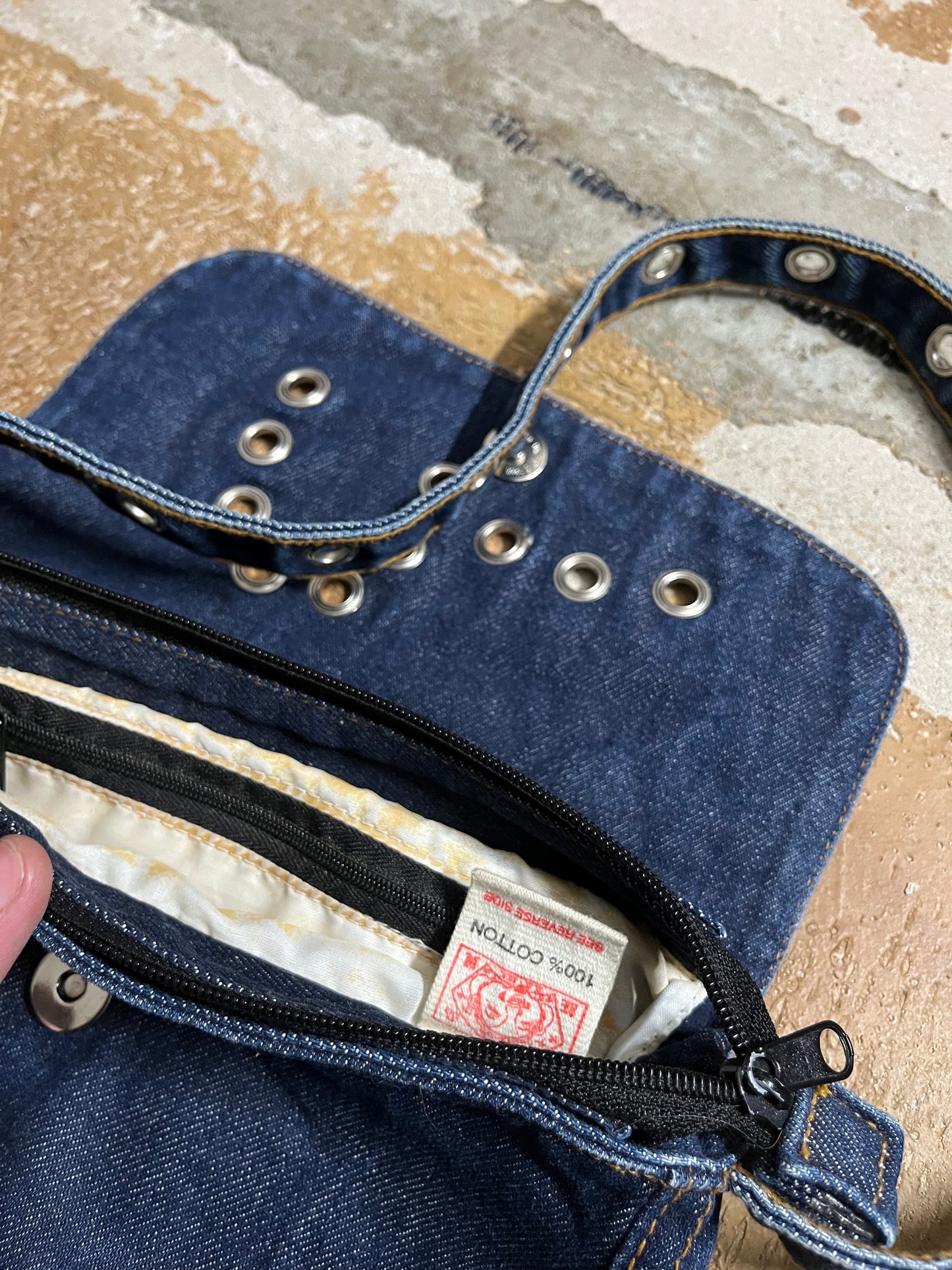 Evisu vintage logo denim handbag