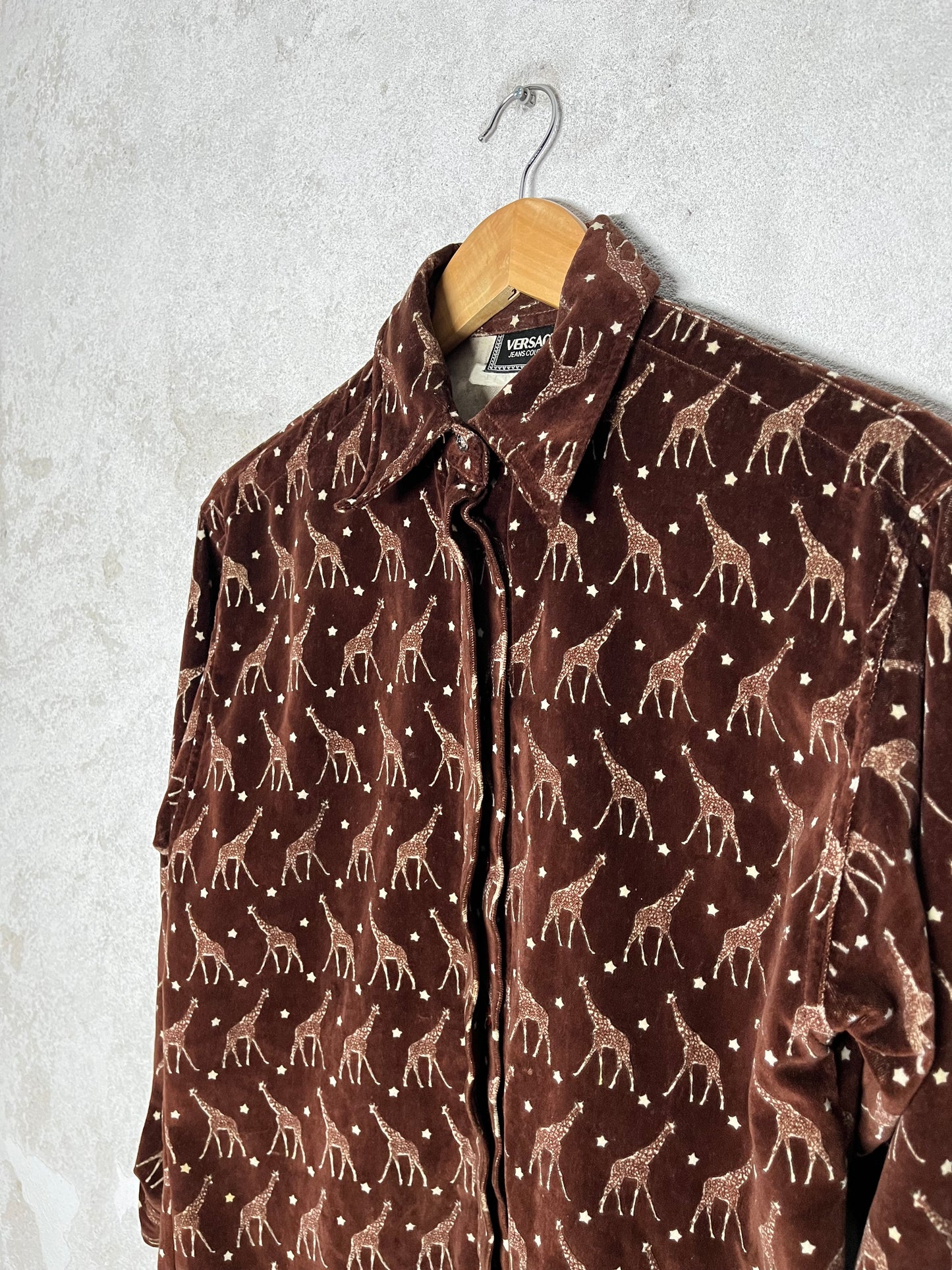 Vintage 90s Versace Giraffe velour shirt - S