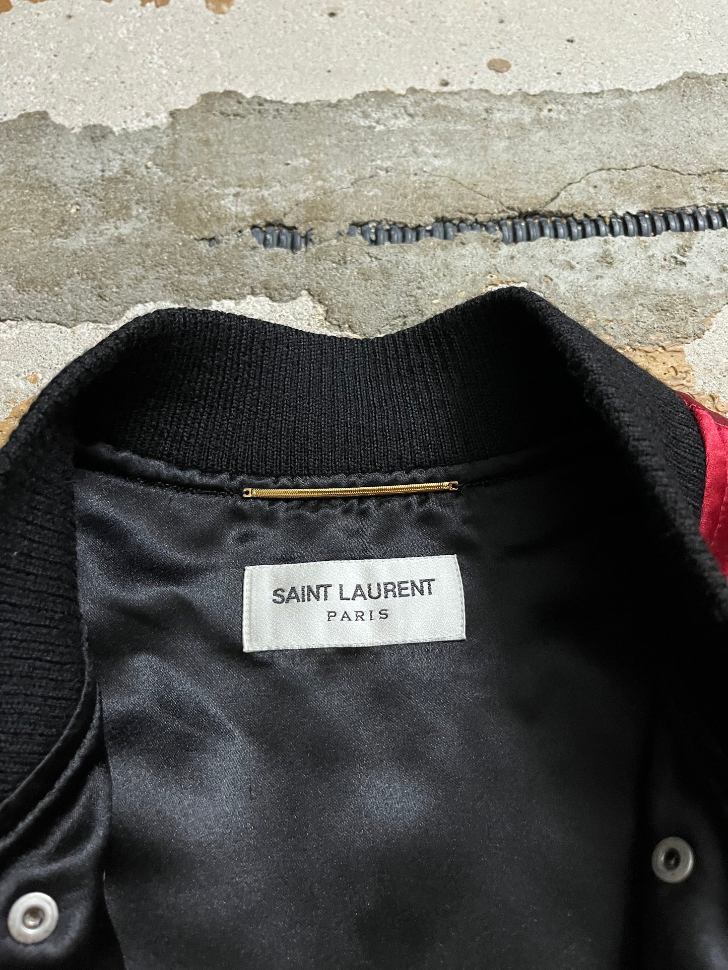 Saint Laurent studded satin bomber jacket - S