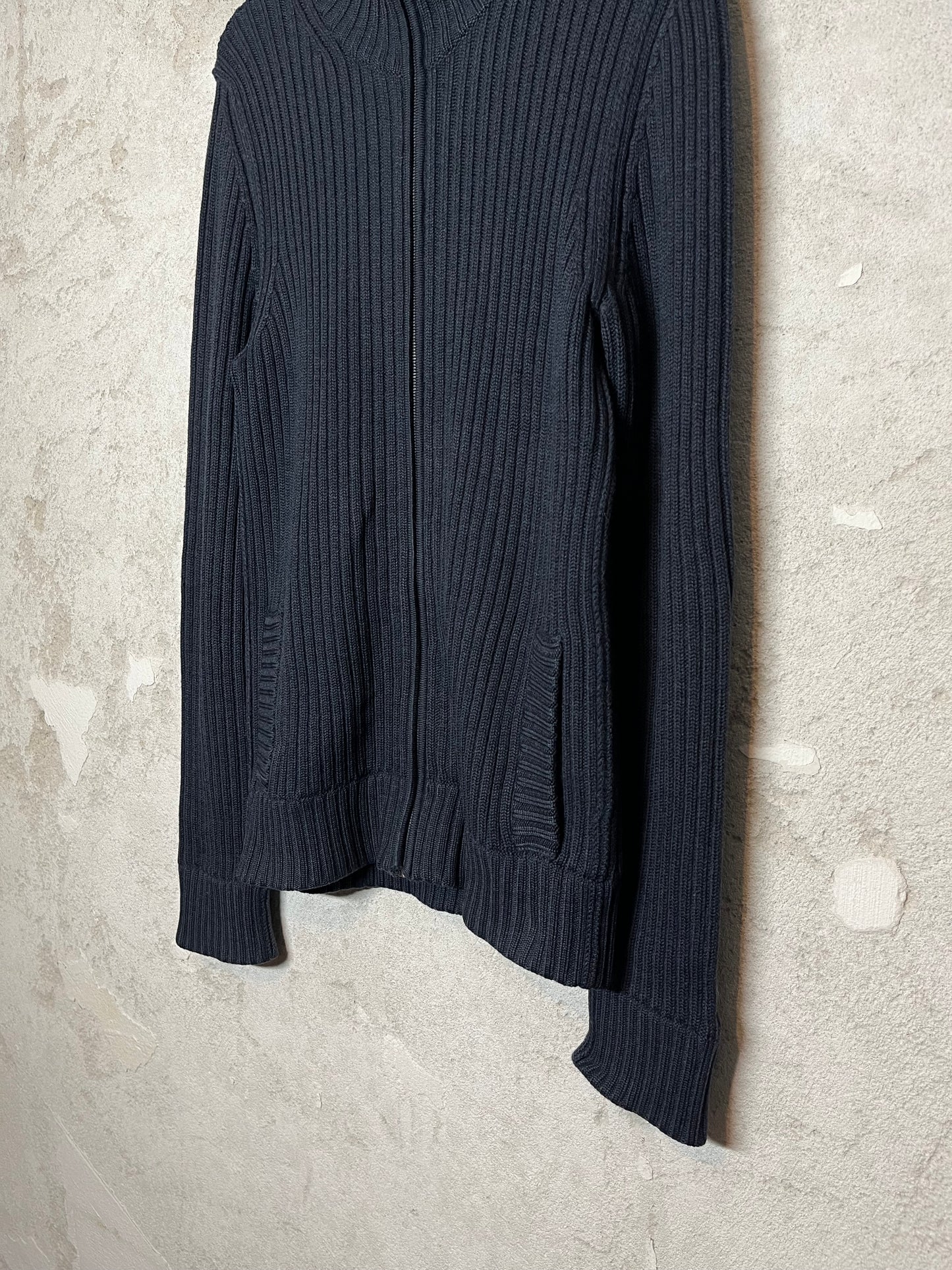 Dolce & Gabanna 2000s y2k designer ribbed knit zip-up sweater - L