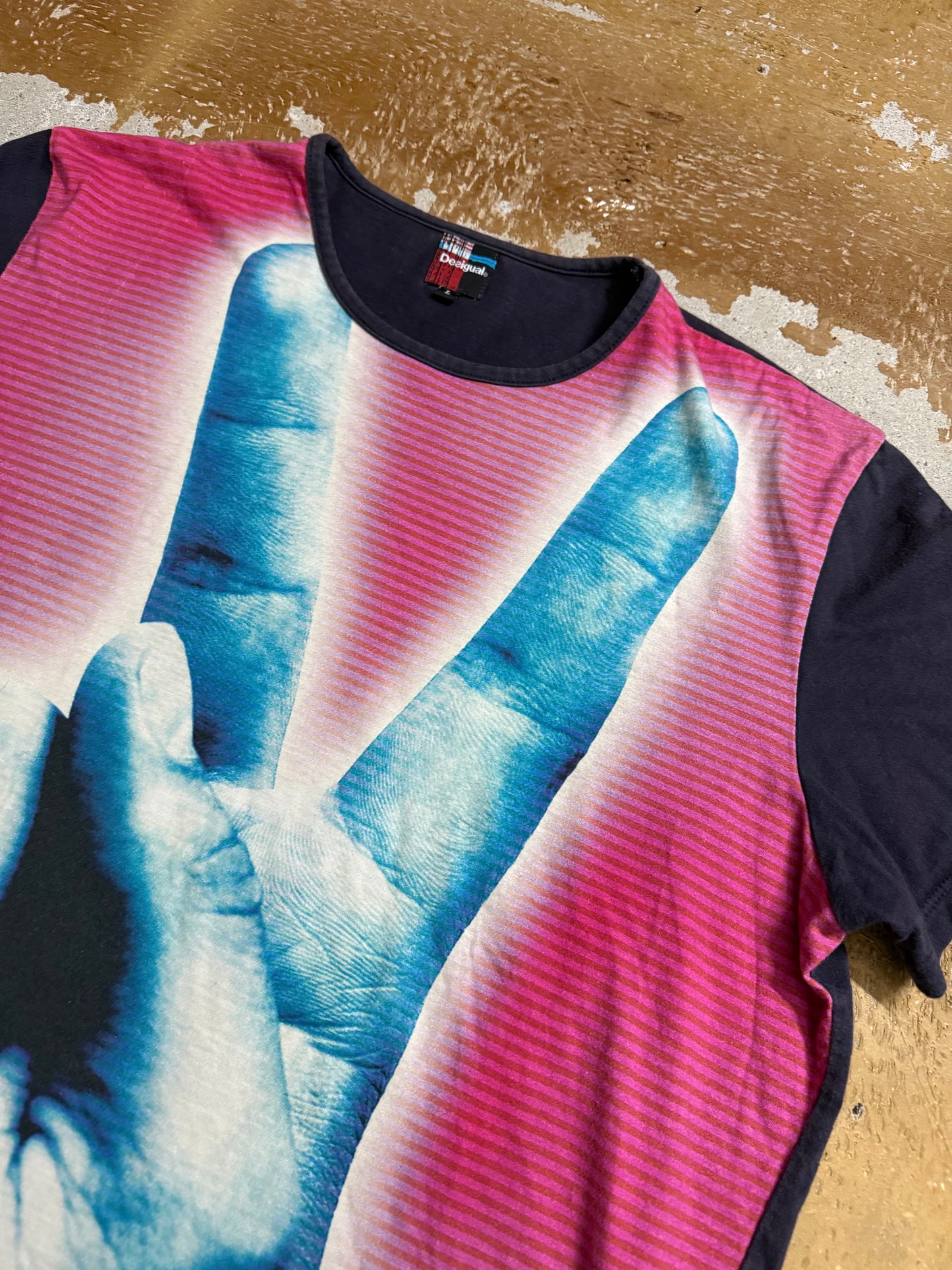 Desigual multicolor peace sign shirt - M