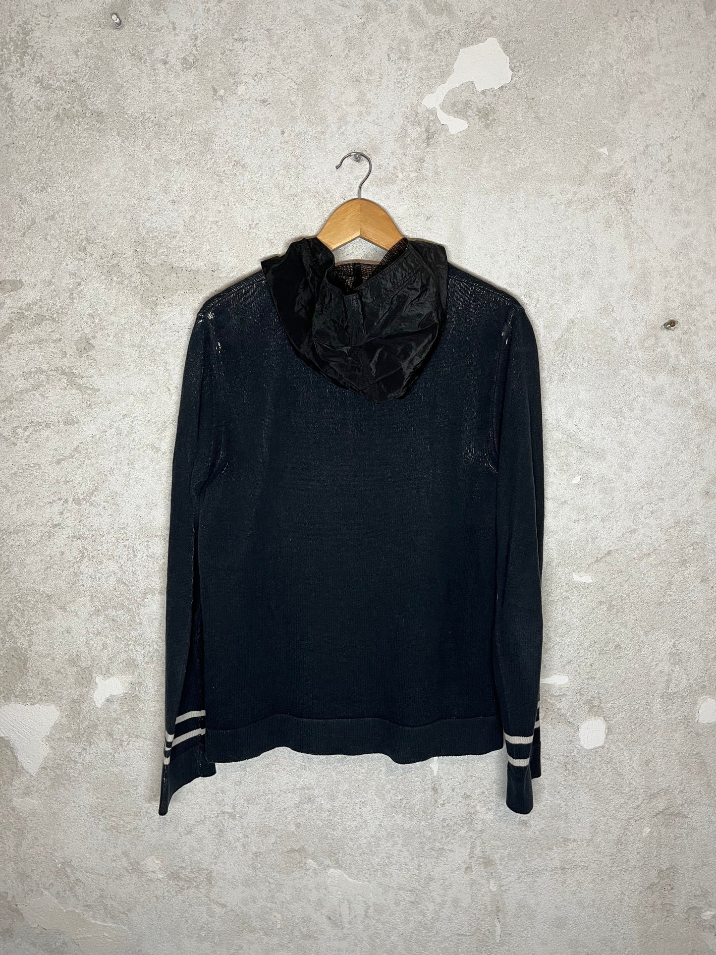 Stone Island sweater jacket with nylon hood - L