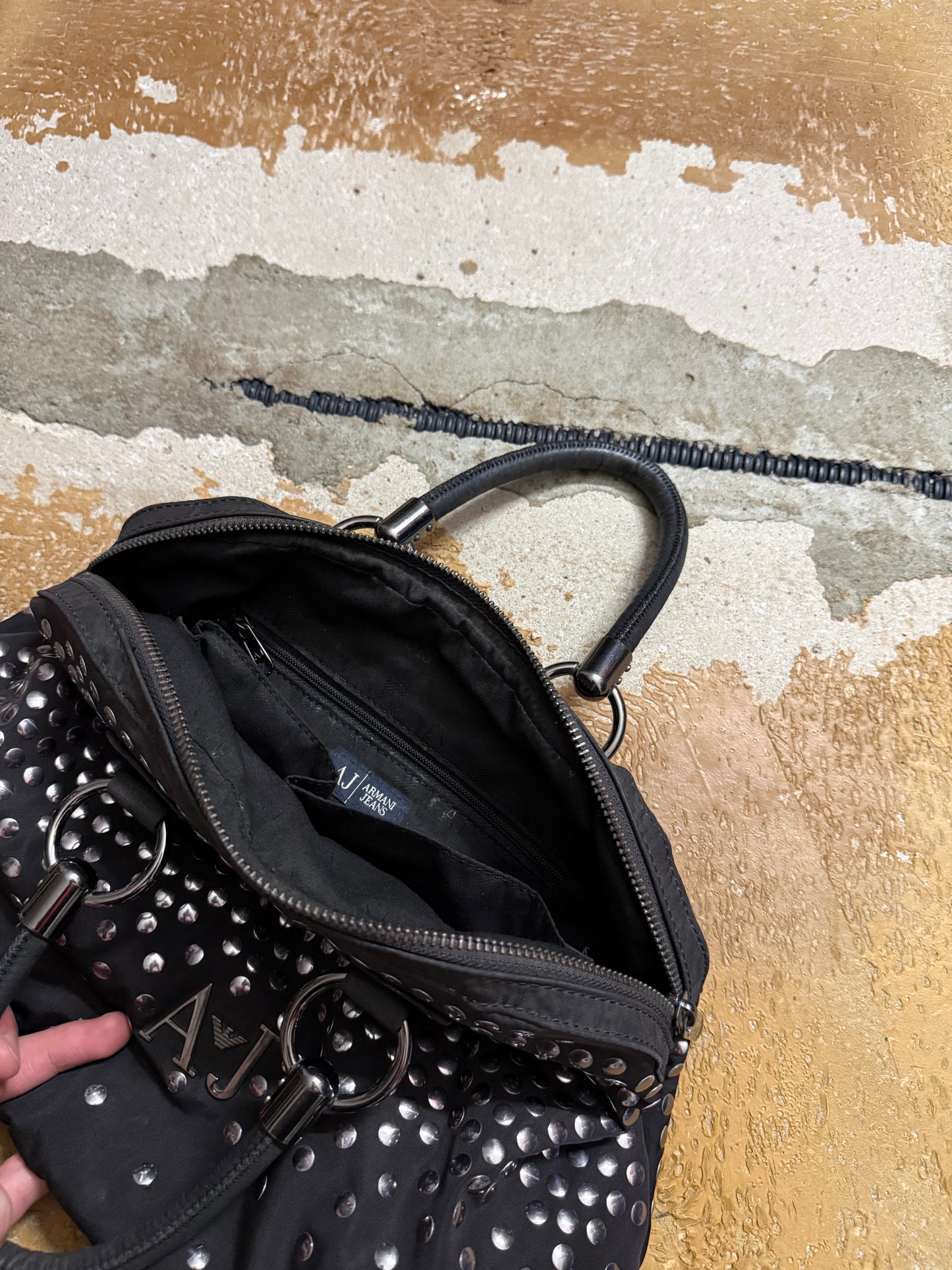 Armani vintage studded canvas bag