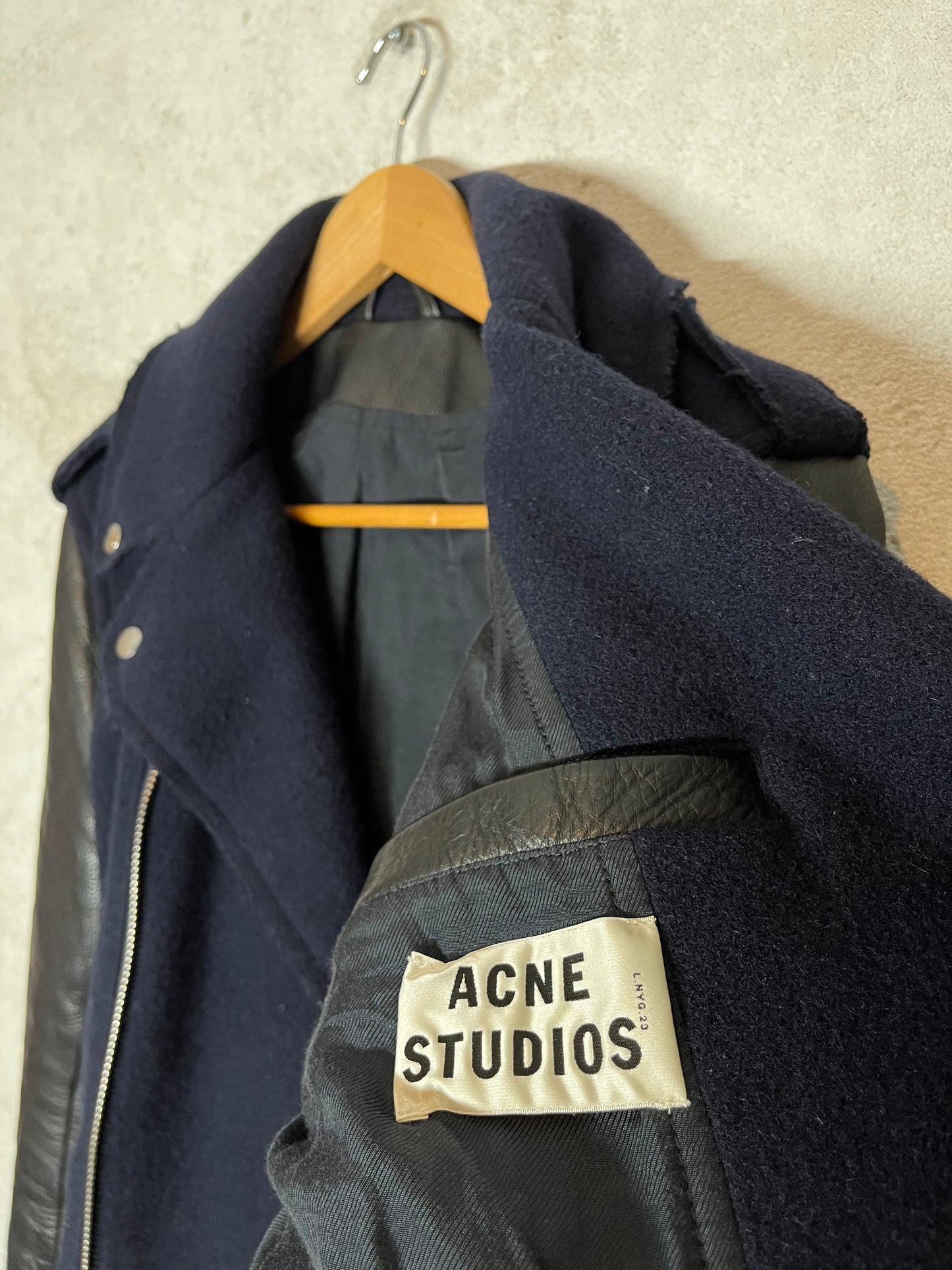 Acne Studios felt + leather motor jacket - M