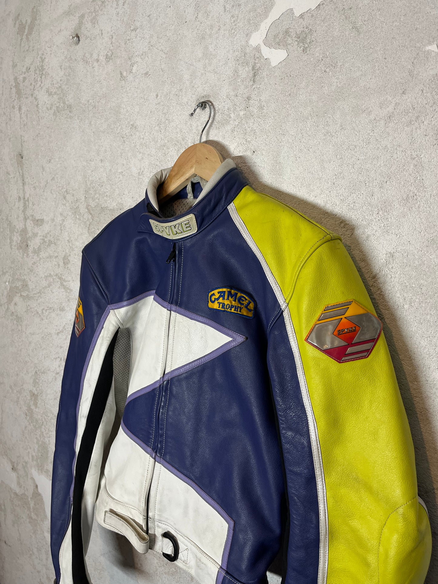 Spyke x Camel vintage 90s motor leather jacket - M