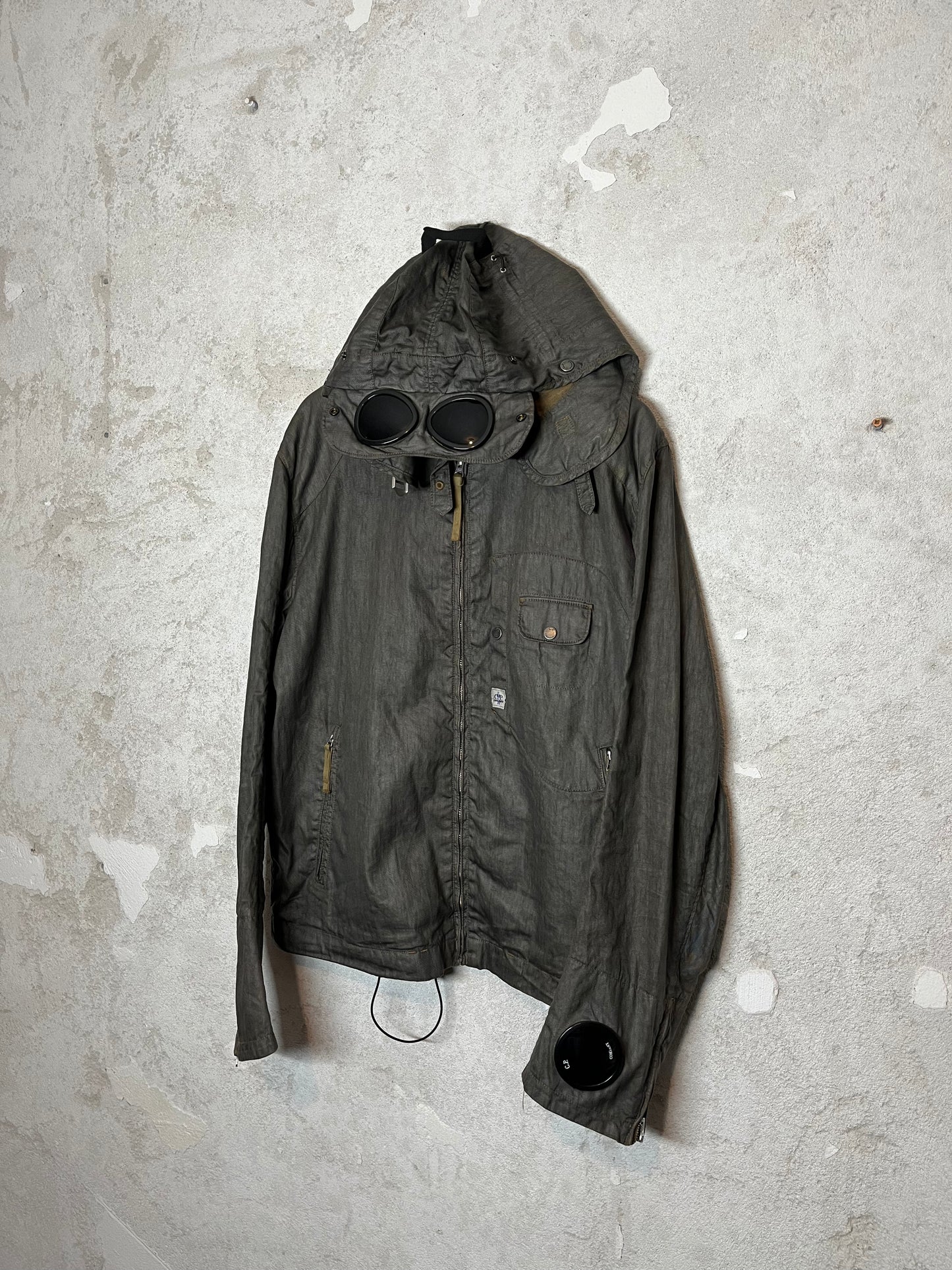 CP Company Laminated Linen Goggle Jacket - XL