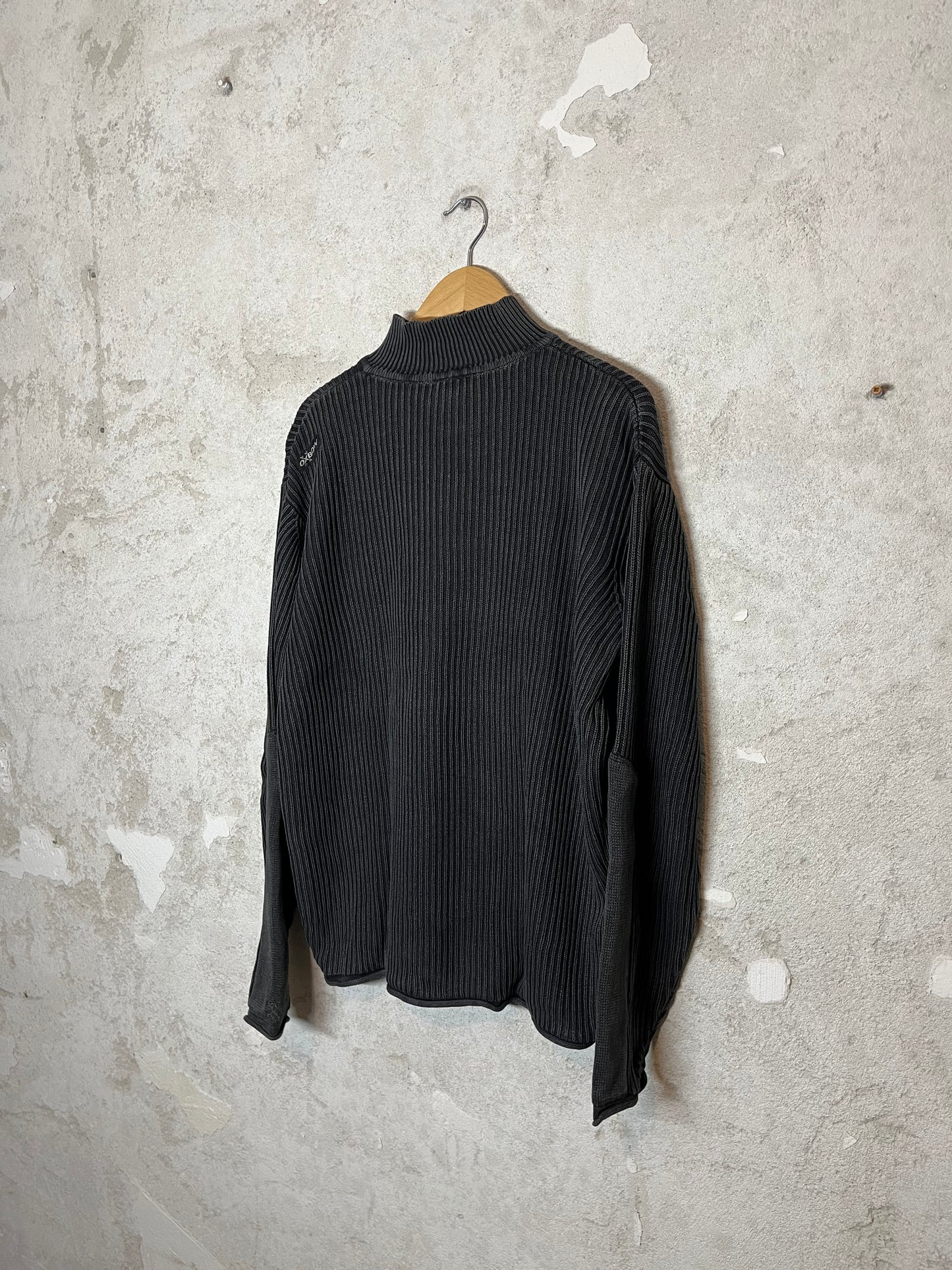 Oxbow vintage heavy knit ribbed zip-up - L