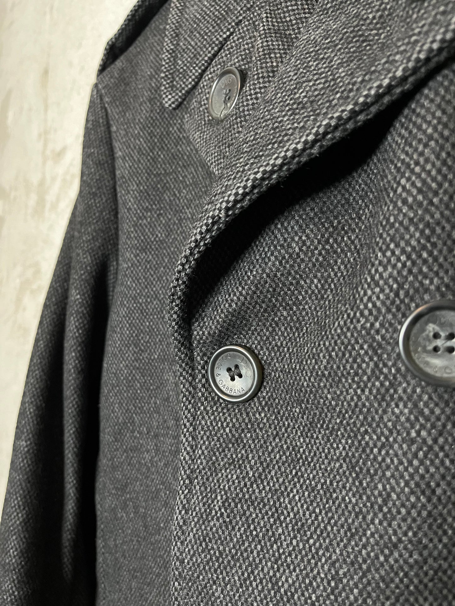 Dolce & Gabbana knitted wool trench overcoat dark grey - L