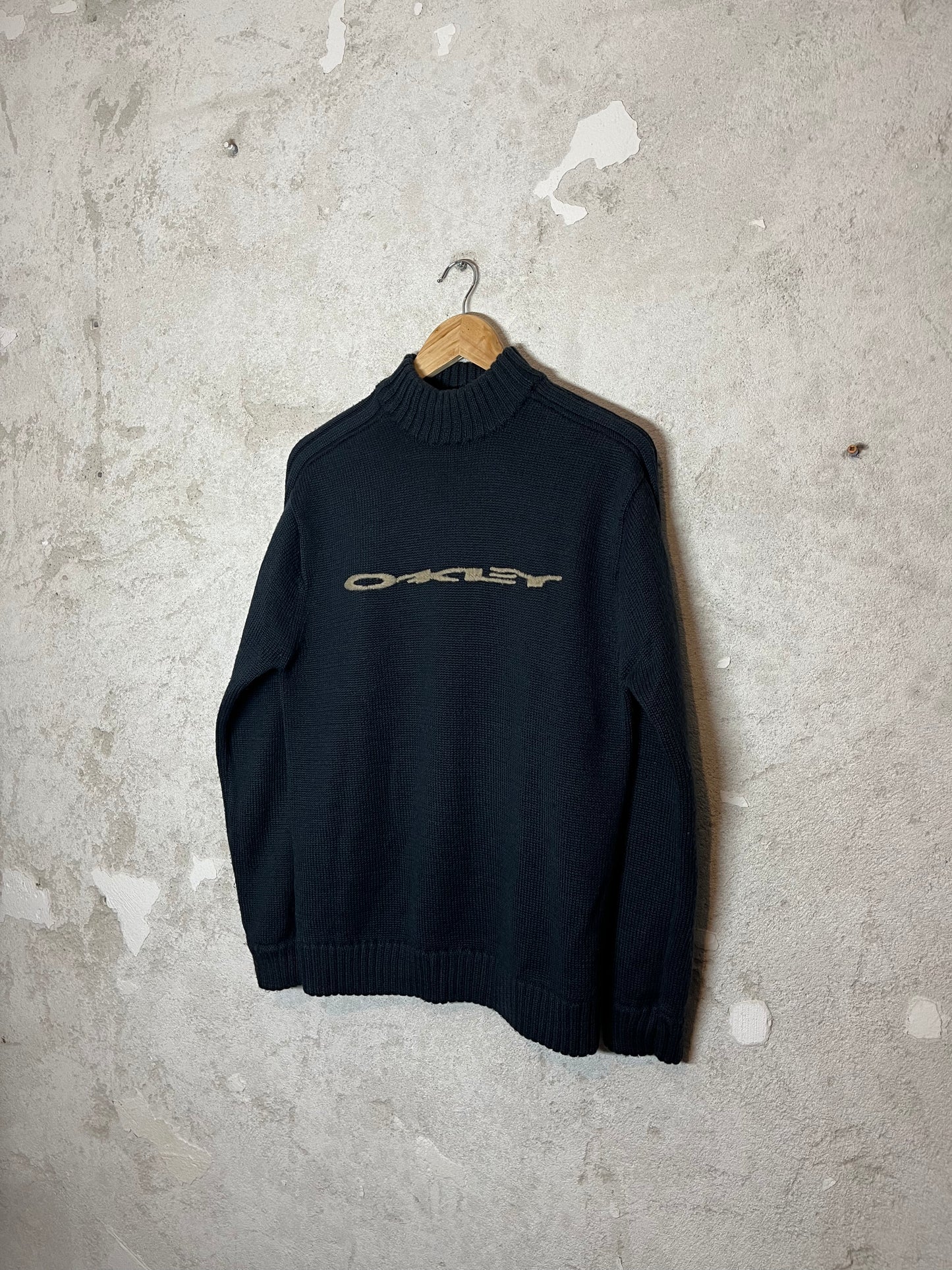 Oakley rare 90s wool knit spellout turtleneck sweater - M