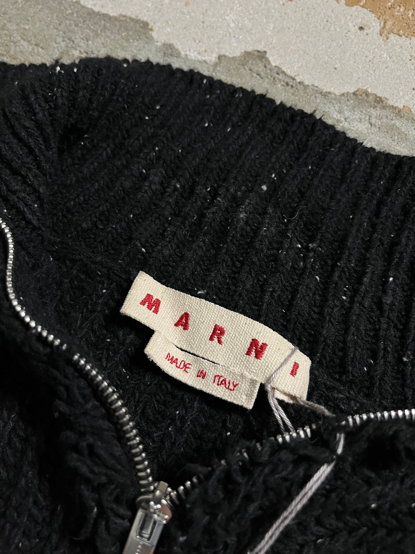 Marni assymetrical knit zip-up sweater NEW - S