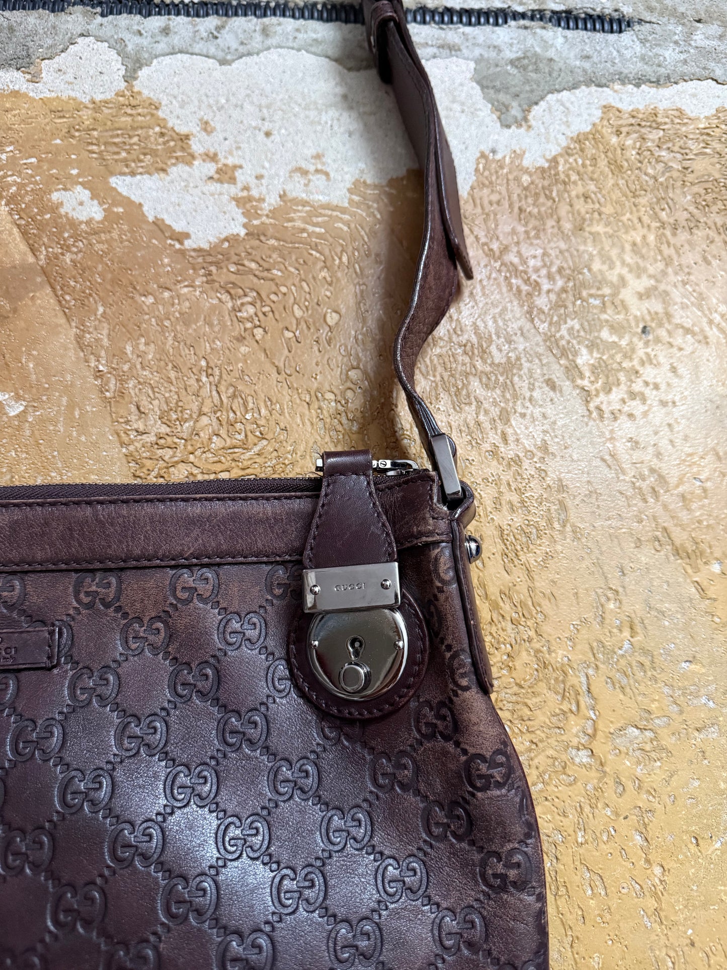 Gucci leather monogram shoulder bag