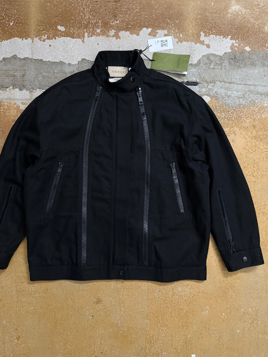Gucci black asymmetrical zipper jacket - M