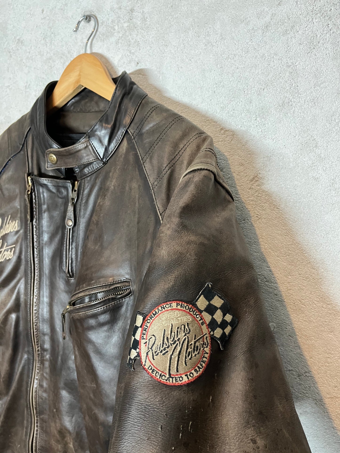 Red Skins motors leather jacket - XXL