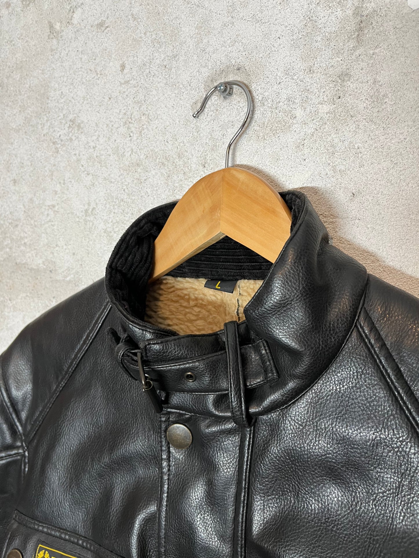 Belstaff leather sherpa lined english made motor/bomber jacket - M