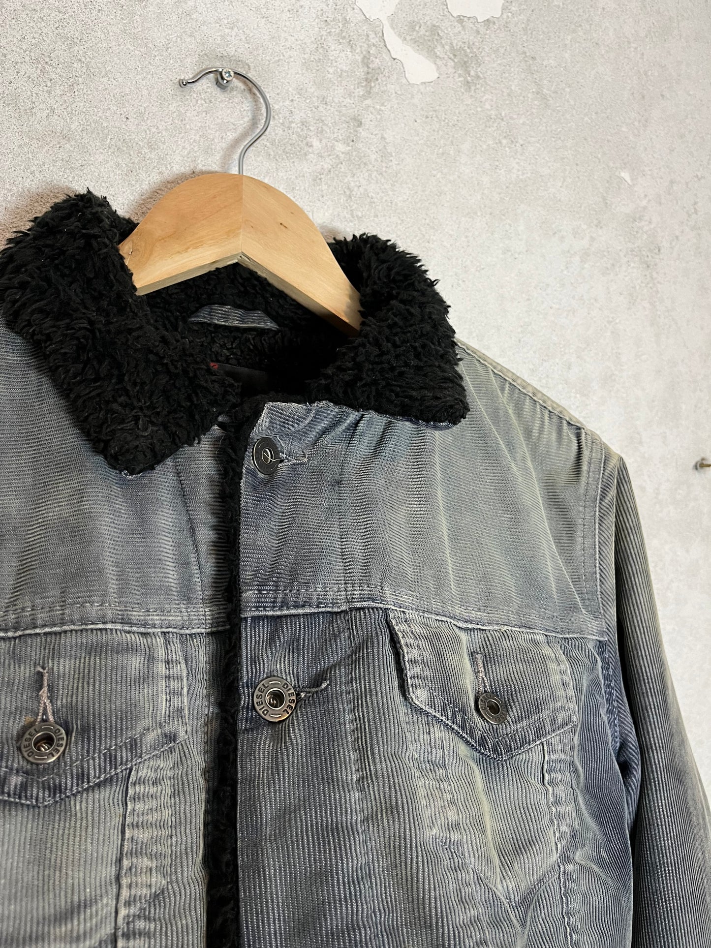 Diesel vintage 90s 2000s sherling sherpa denim jacket - S