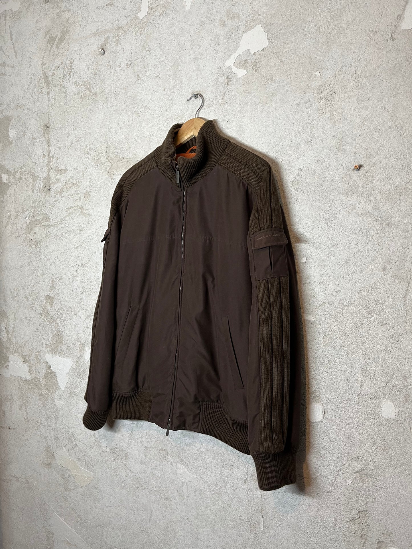 Paul & Shark brown cotton nylon knit jacket - XL