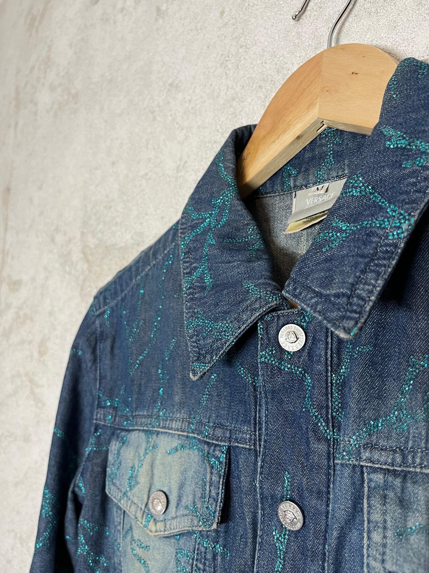 Versace Vintage Glitter embroidered denim jacket - M