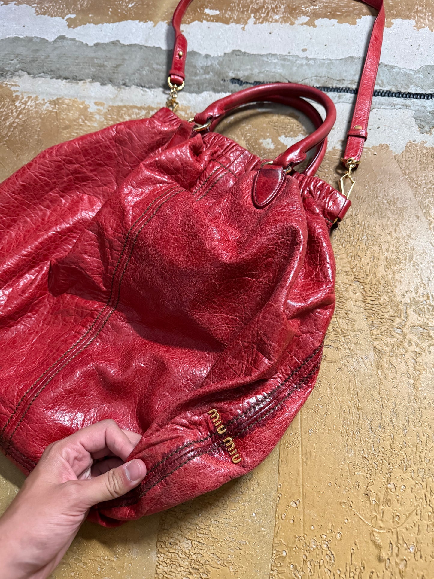 Miu Miu vintage leather red big hobo bag