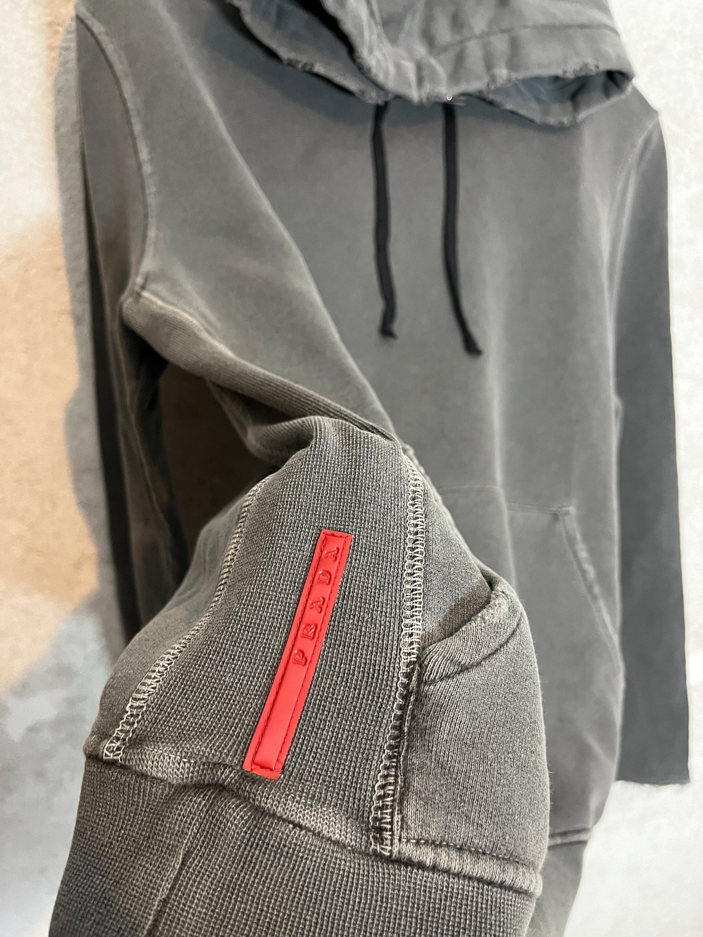 Prada vintage logo application hoodie - XL