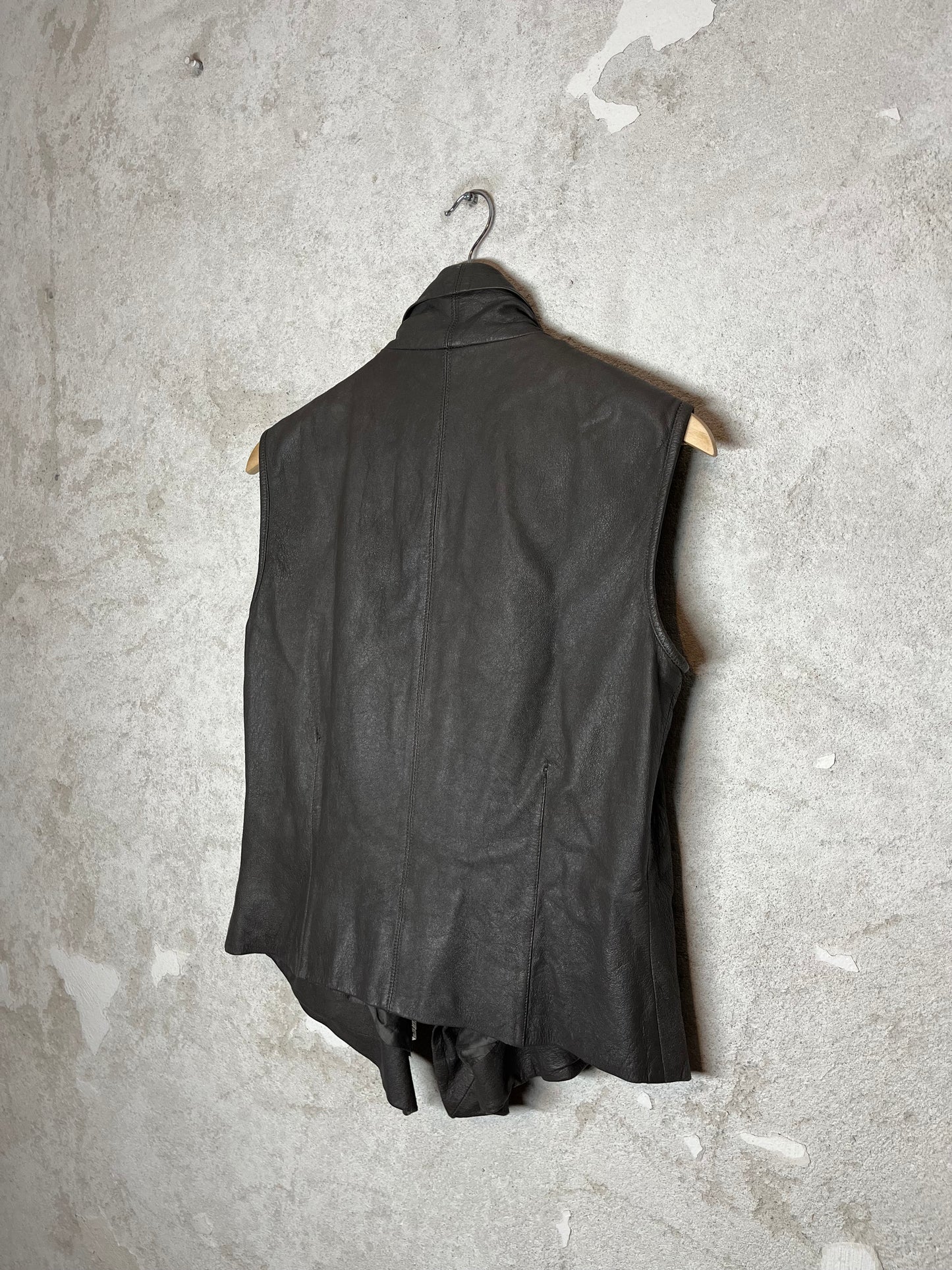 Rick Owens lamb leather sleeveless biker zipper jacket - M