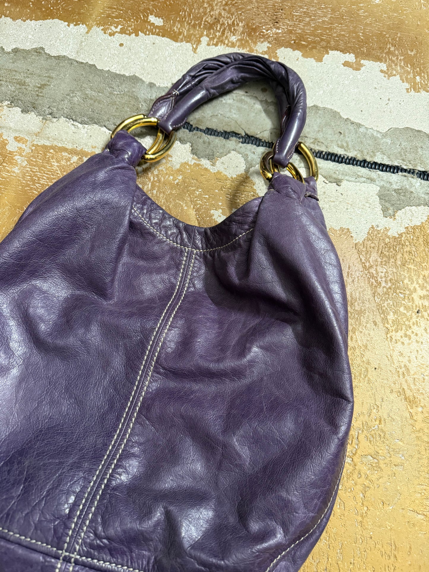 Miu Miu purple leather shopper bag