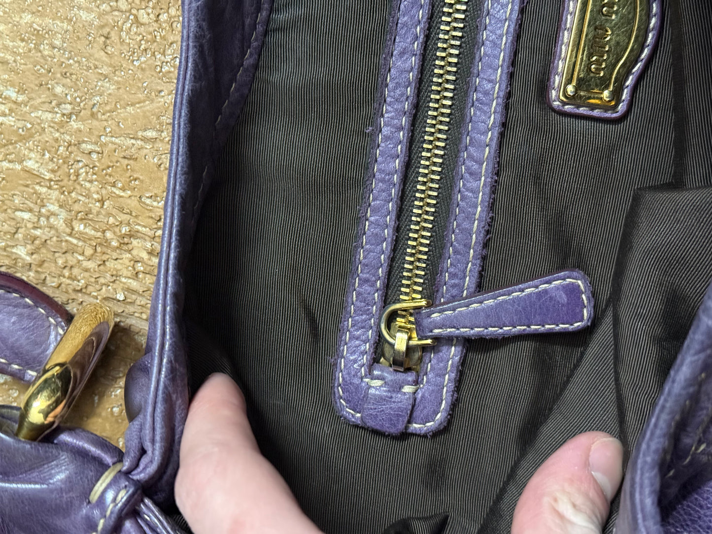 Miu Miu purple leather shopper bag