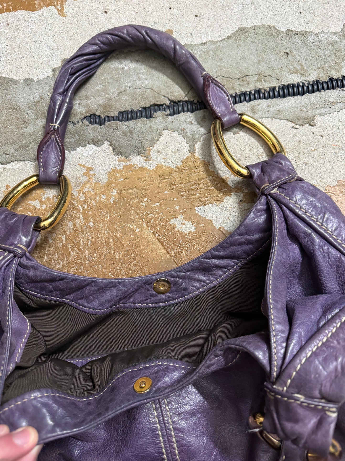 Miu Miu purple leather shopper bag