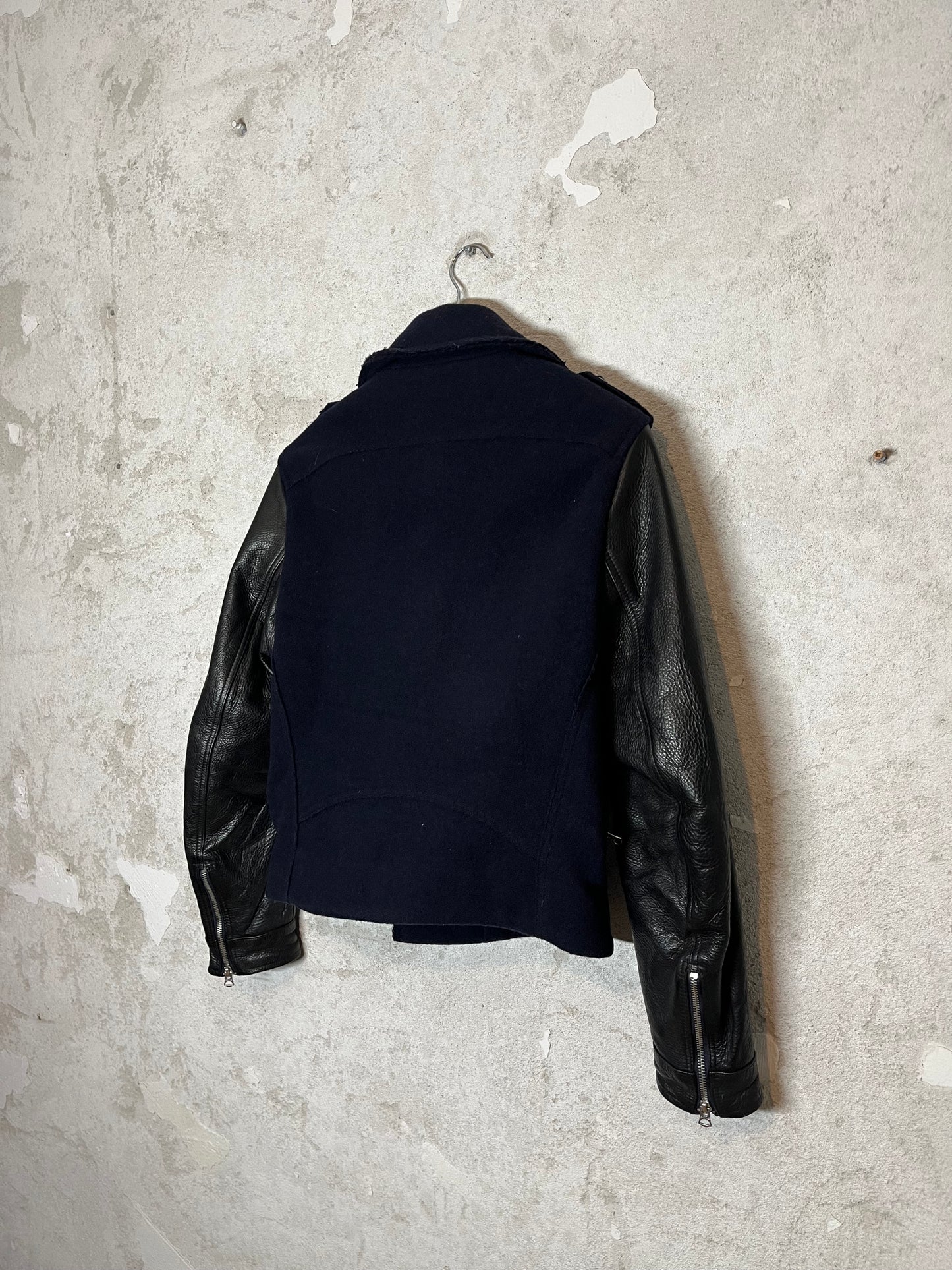 Acne Studios felt + leather motor jacket - M