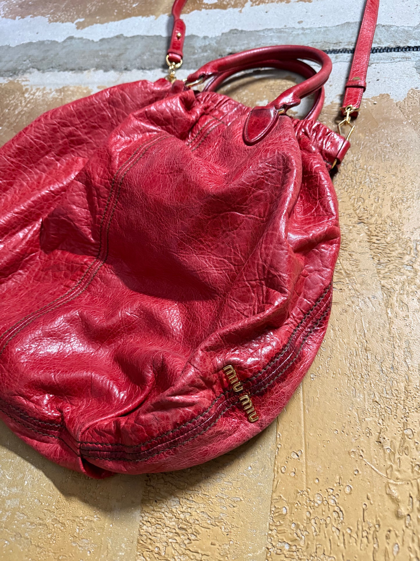 Miu Miu vintage leather red big hobo bag