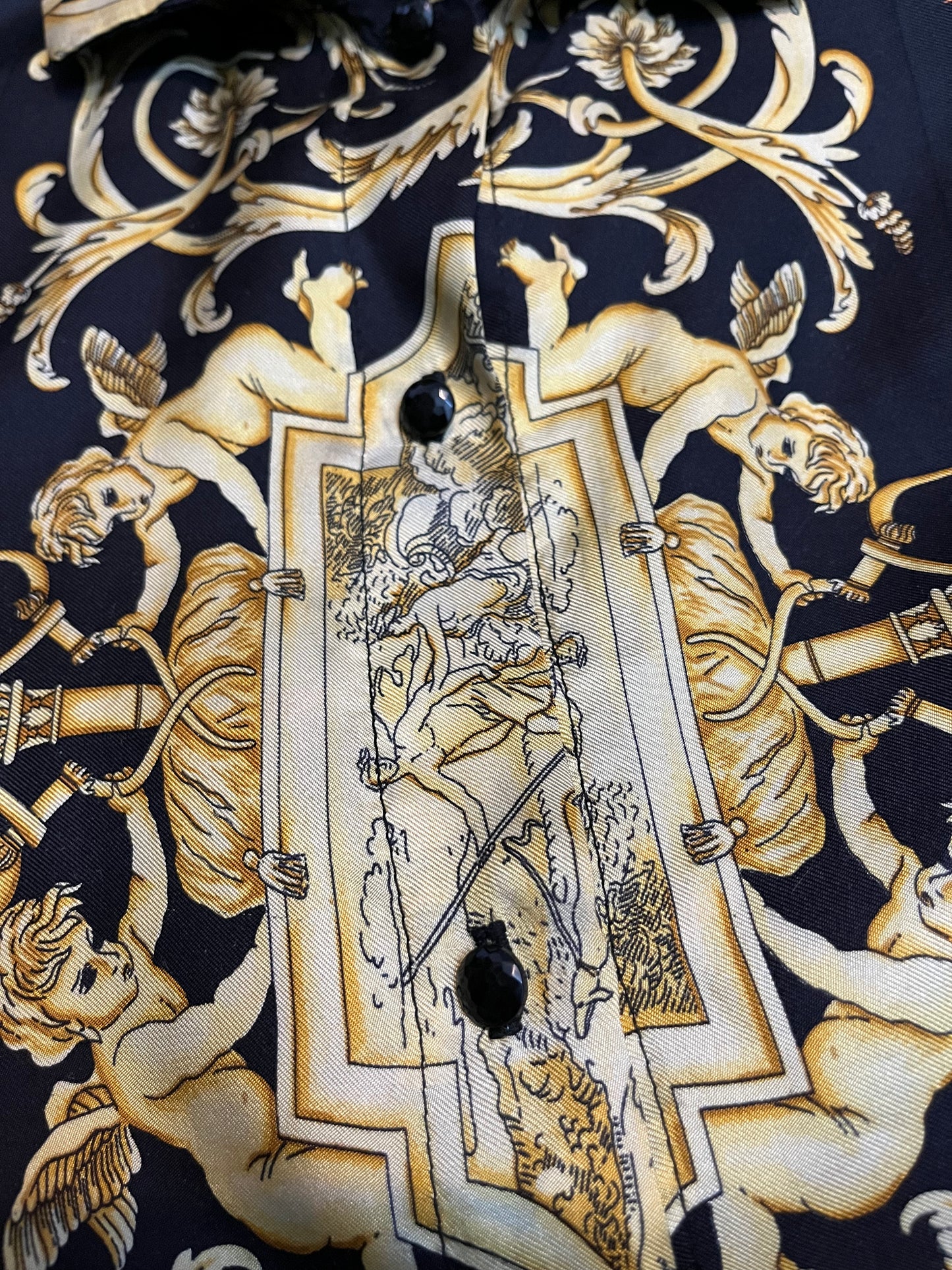 Versace Baroque Floral Silk Shirt - M