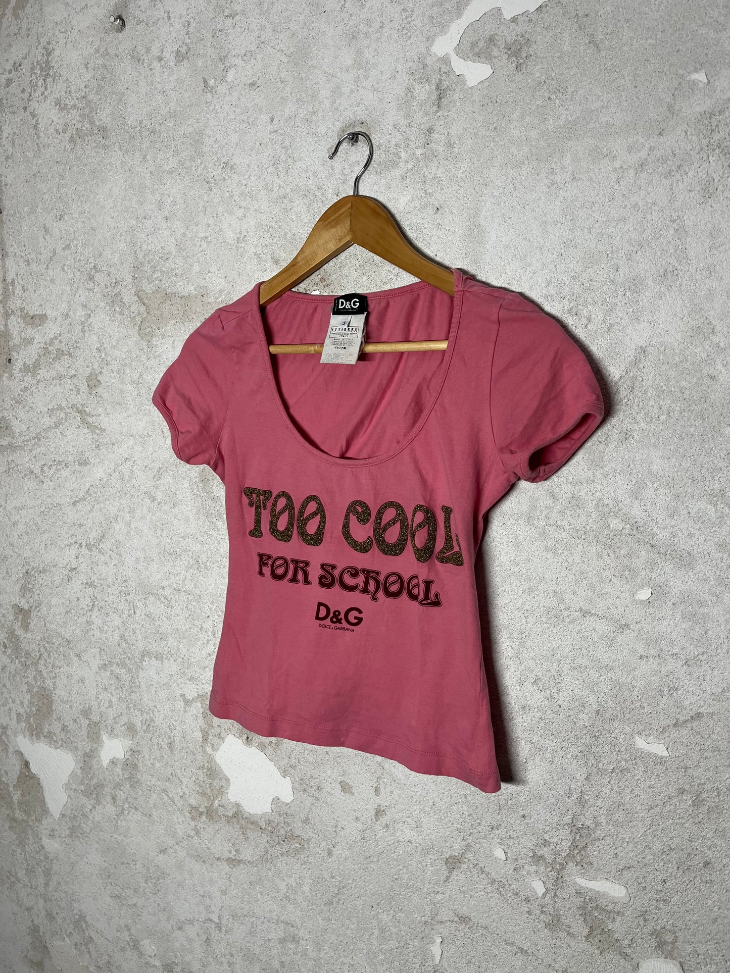 Dolce & Gabbana “Too cool for school” pink top - S