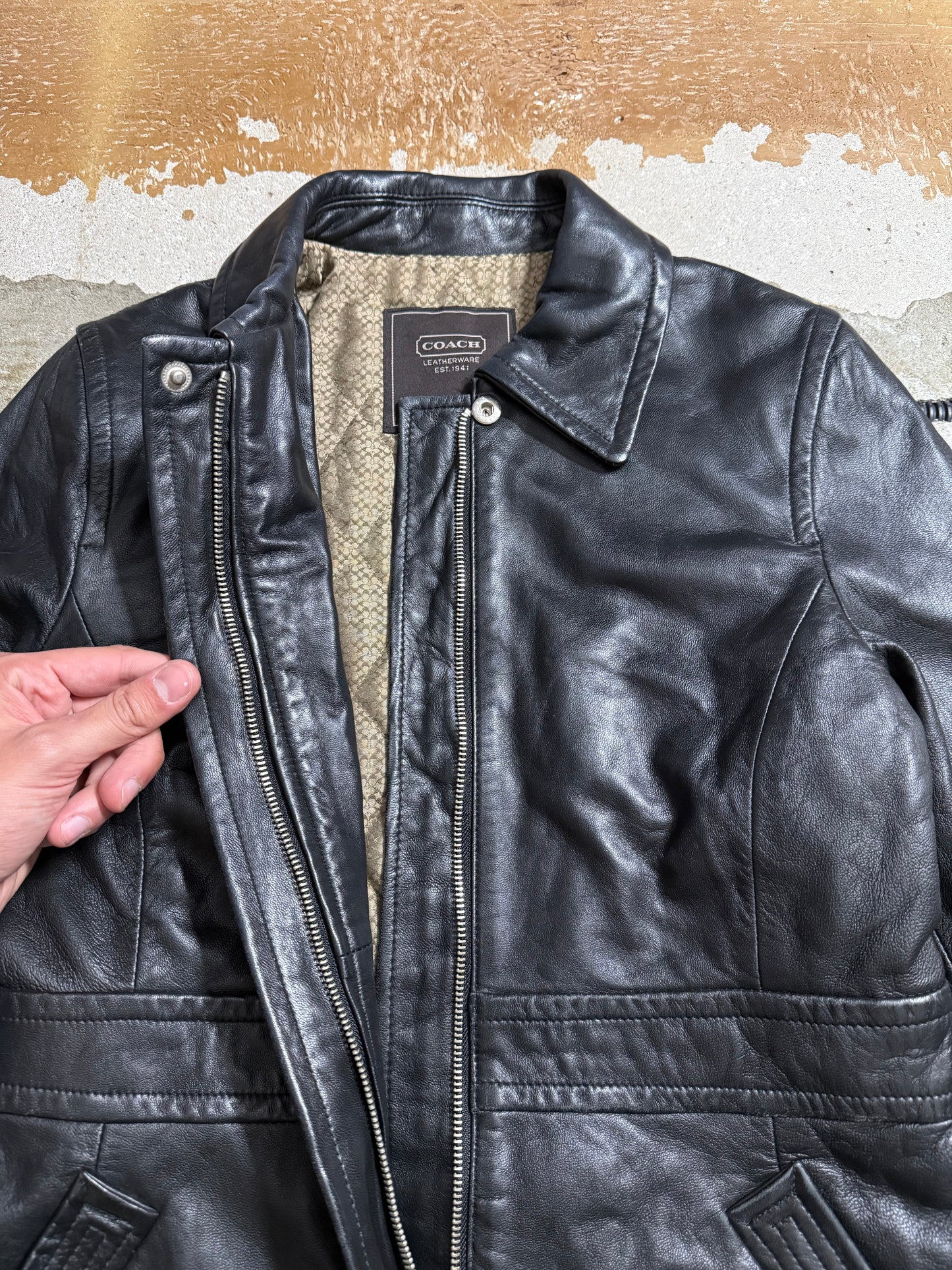 Coach Leatherware leather vintage jacket monogram lined - S