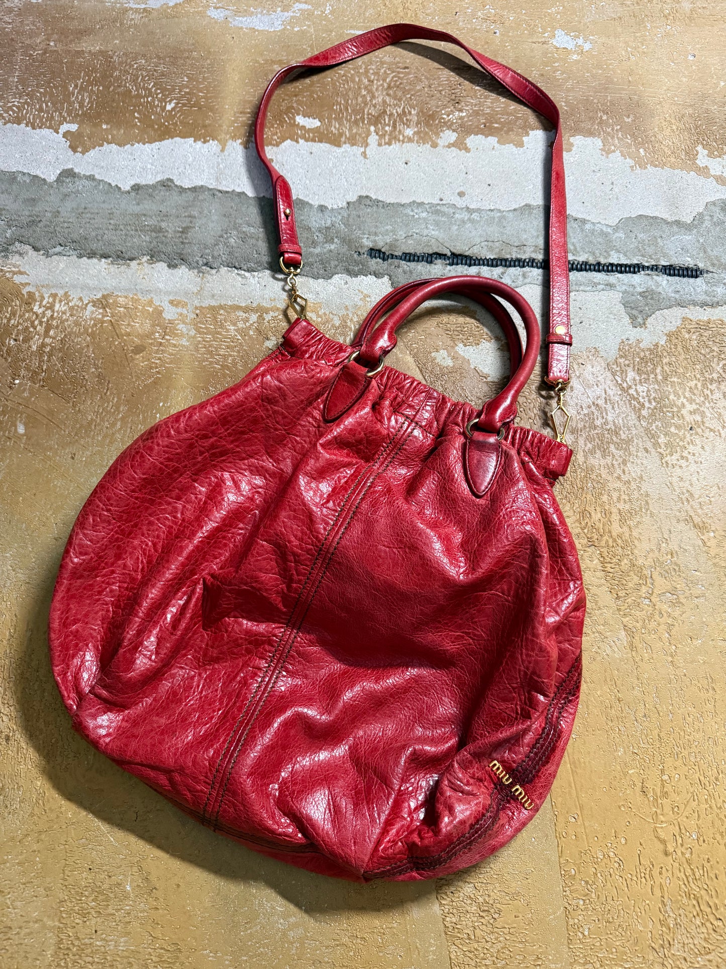 Miu Miu vintage leather red big hobo bag