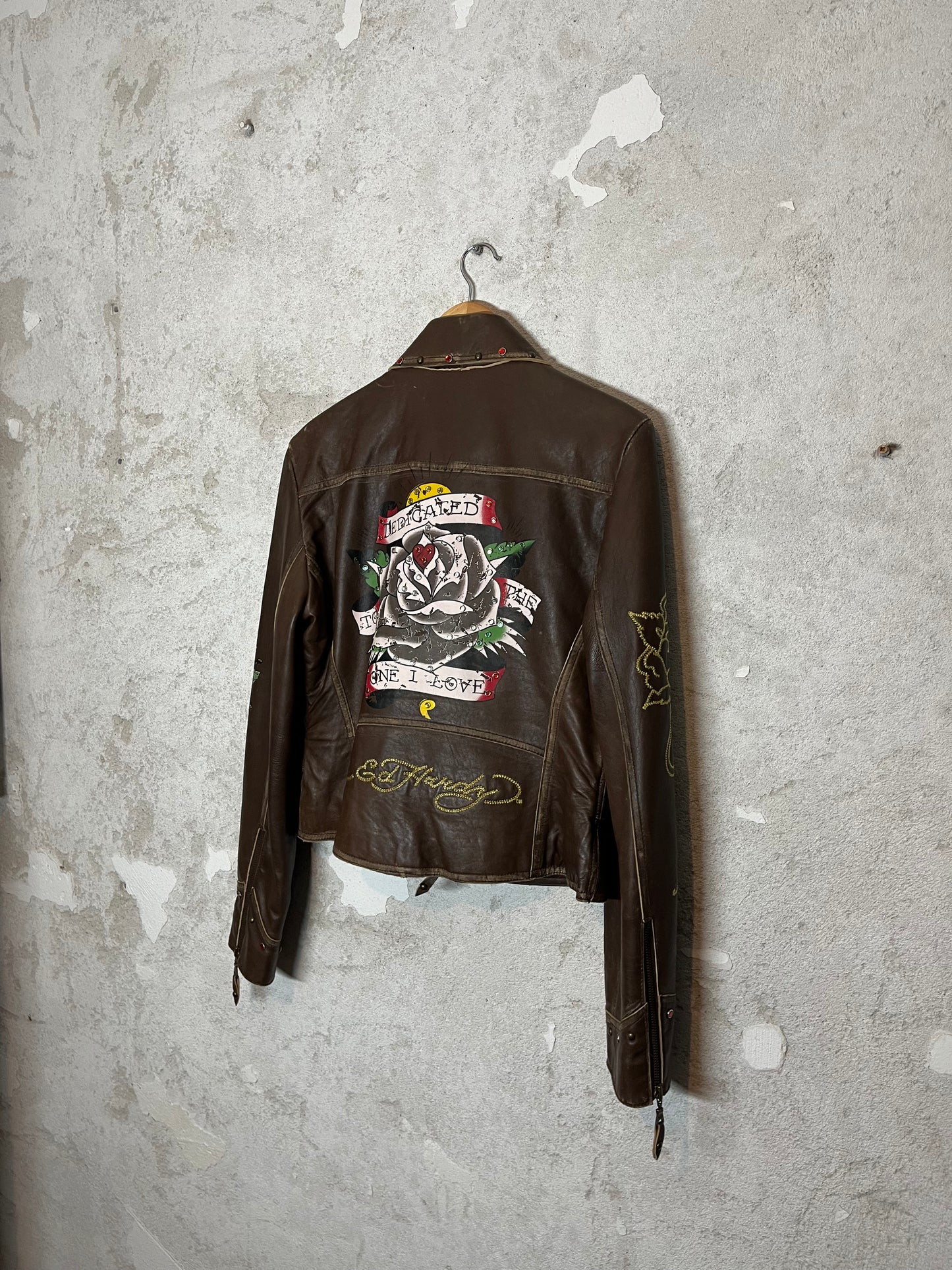 Ed Hardy Faux Leather rare collectors motor jacket